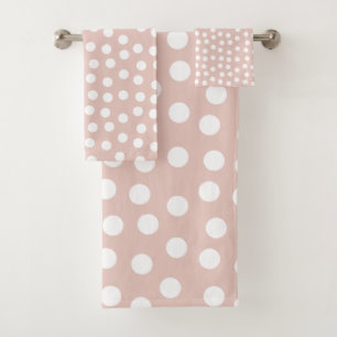 Blush pink polka dots bath towel set