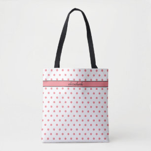 Blush Pink Polka Dots Personalised Tote Bag