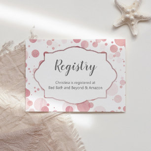 Blush Pink Polka Dots "Registry" Baby Girl Shower Enclosure Card
