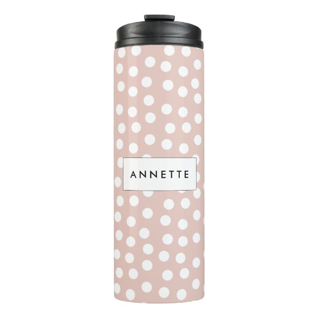 Blush pink polka dots thermal tumbler (Front)