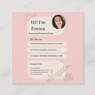 Blush Pink Postpartum Doula Professional Design Enclosure Card