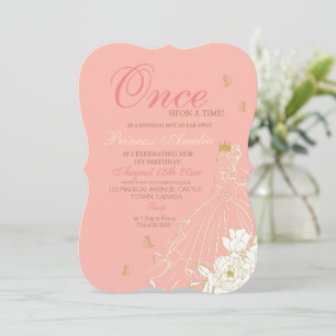 Blush Pink Princess 1st Birthday Party  Invitation