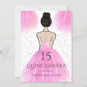 Blush Pink Princess Dress Quinceanera Party Invitation