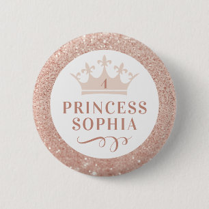 Blush Pink Princess Party Birthday Girl and Favour 6 Cm Round Badge