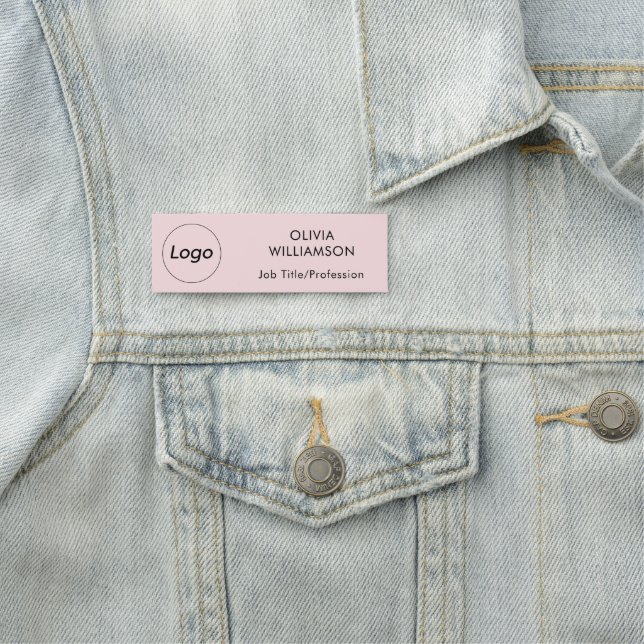 Blush Pink Professional Business Company Logo Name Tag (In Situ)