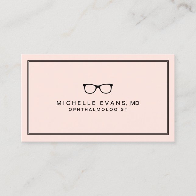 Blush Pink Professional Optometrist Business Card (Front)
