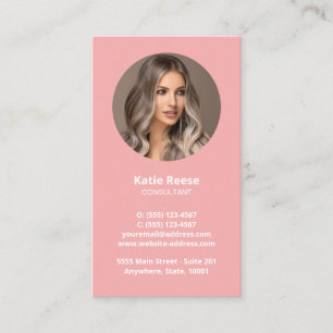 Blush Pink Professional Photo Social Media QR Code Business Card