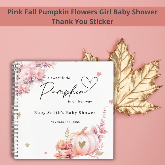 Blush Pink Pumpkin Floral Baby Shower Guest book  (Creator Uploaded)