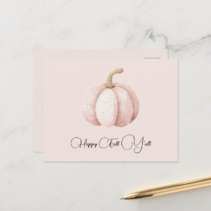 Blush Pink Pumpkin Happy Fall Y'all Postcard