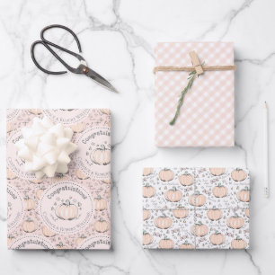 Blush Pink Pumpkin Mum to Be Congratulations Wrapping Paper Sheet