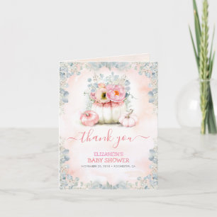 Blush Pink Pumpkins Fall Baby Shower Thank You Card
