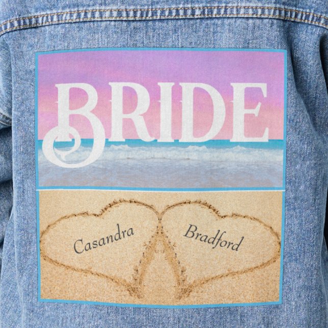 Blush Pink Purple  Beach Wedding 2 Heart Bride Denim Jacket (Creator Uploaded)