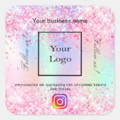 Blush pink purple business logo salon Instagram Square Sticker (Front)