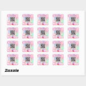 Blush pink purple business salon qr code Instagram Square Sticker (Sheet)