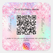 Blush pink purple business salon qr code Instagram Square Sticker (Front)