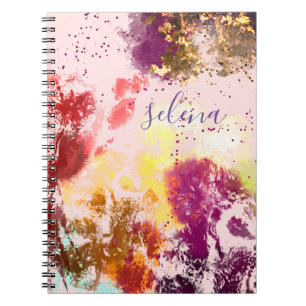 Blush Pink Purple Floral Botanical Monogrammed Notebook