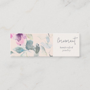 Blush Pink Purple Floral Earring Stud Hoop Holder Mini Business Card