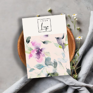 Blush Pink Purple Floral Logo Blank Jewelry Holder Business Card