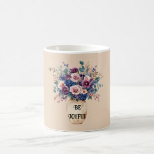 Blush Pink Purple Flowers Joyful Coffee Mug