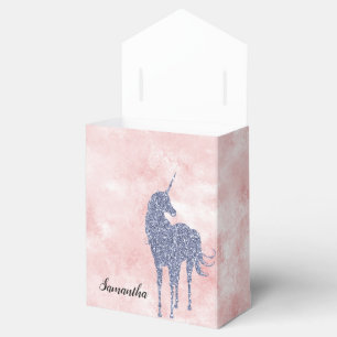 Blush Pink Purple Glitter Unicorn Favour Box