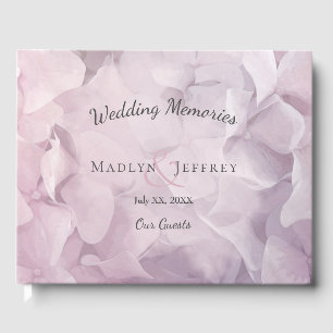 Blush Pink Purple Hydrangea Summer Floral Wedding Guest Book