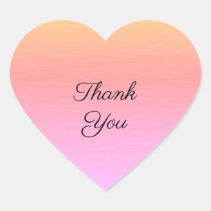 Blush Pink Purple Ombre Elegant Custom Thank You Heart Sticker