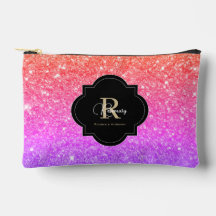 Blush Pink Purple Ombre Glittery Name Monogram