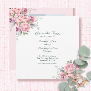 Blush Pink Purple Sage Elegant Script Floral Save The Date