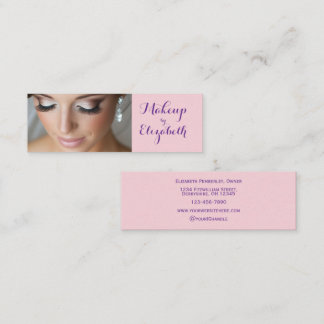 Blush Pink Purple Script Photo Makeup Mini Business Card