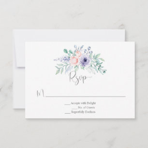 Blush Pink & Purple Watercolor Roses RSVP Card
