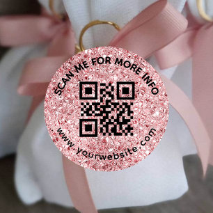Blush Pink QR code and custom text round Sticker