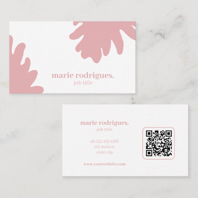 Blush Pink QR Code Business Card (Front/Back)