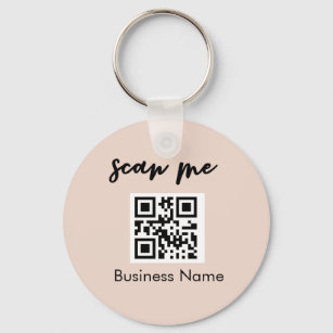 Blush Pink QR Code Business Card Your Logo Custom  Key Ring