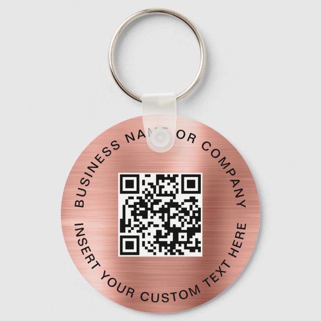 Blush Pink QR Code Modern Business  Key Ring (Front)