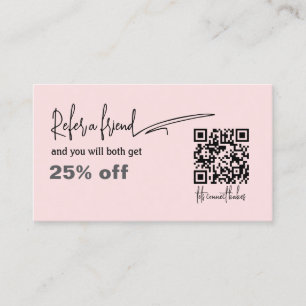 Blush Pink QR Code nail salon Referral Card