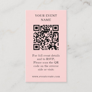 Blush Pink QR Event Website Photo Link Enclosure Card