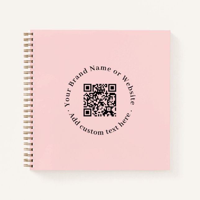 Blush Pink QR | Feminine Business Promo Design Notebook (Front)