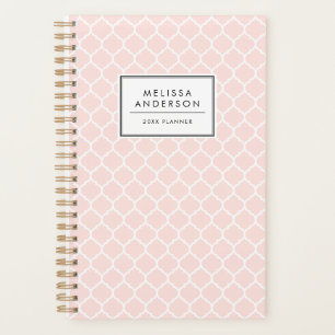 Blush Pink Quatrefoil Pattern Personalised Planner
