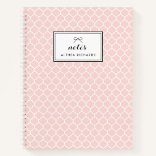 Blush Pink Quatrefoil Personalised Notebook