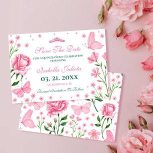 Blush Pink Quinceañera 15th Birthday Party Save The Date