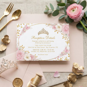 Blush Pink Quinceañera Golden Butterfly Enclosure Card