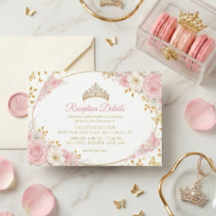 Blush Pink Quinceañera Golden Butterfly Enclosure Card