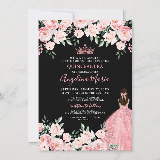 Blush Pink Quinceanera Invitation (Front)