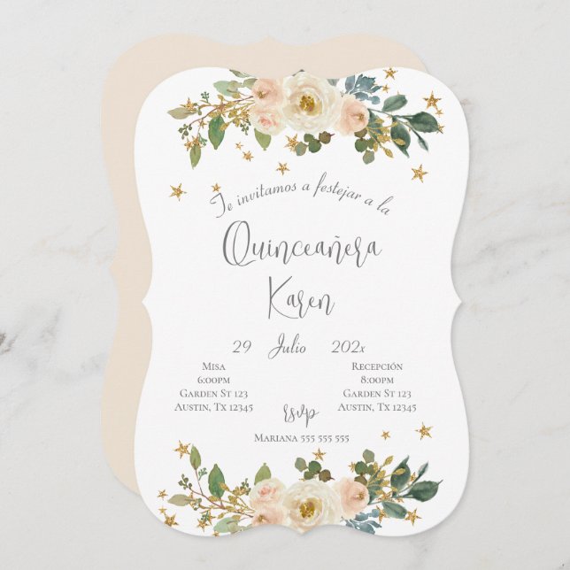 Blush Pink Quinceanera invitation (Front/Back)