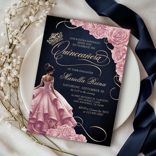 Blush Pink Quinceañera Invitation (Creator Uploaded)