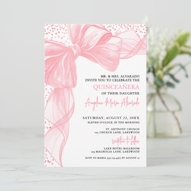 Blush Pink Quinceanera Invitation (Standing Front)