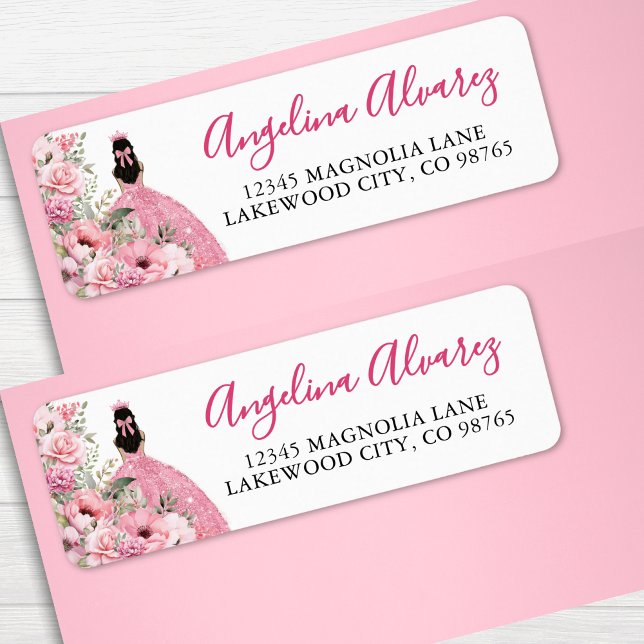 Blush Pink Quinceanera Return Address Label (Blush Pink Quinceanera Return Address label)