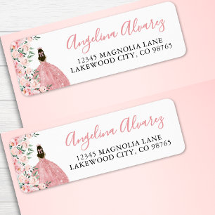 Blush Pink Quinceanera Return Address Label