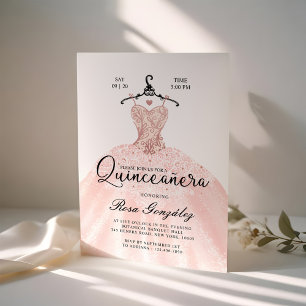 Blush Pink Quinceañera Roya Gown White Invitation
