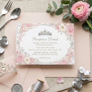 Blush Pink Quinceañera Silver Butterfly Enclosure Card